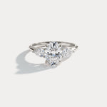 Esme丨Oval Lab Diamond Three-Stone Engagement Ring with Pear Side Stones - Rings