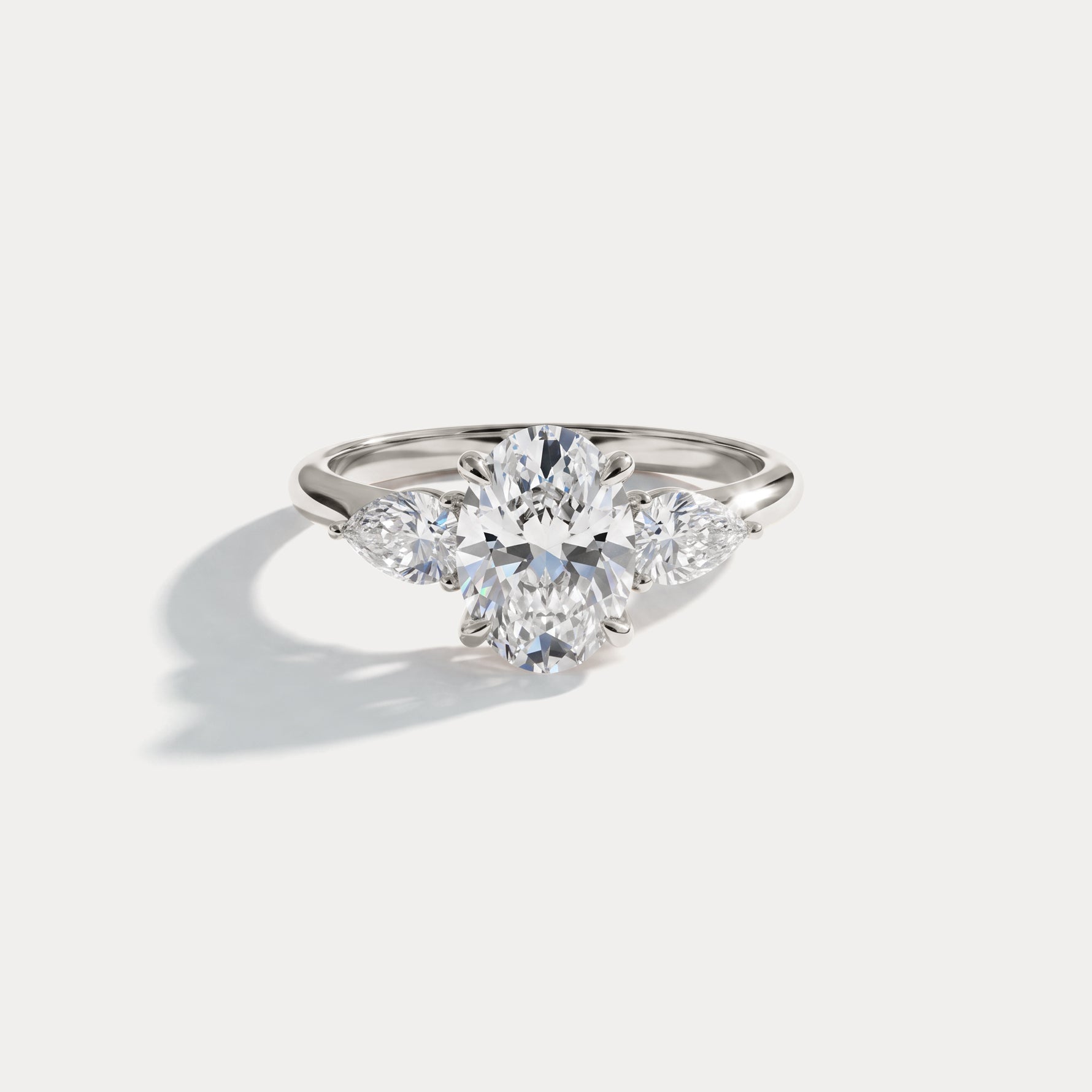 Esme丨Oval Lab Diamond Three-Stone Engagement Ring with Pear Side Stones - Rings