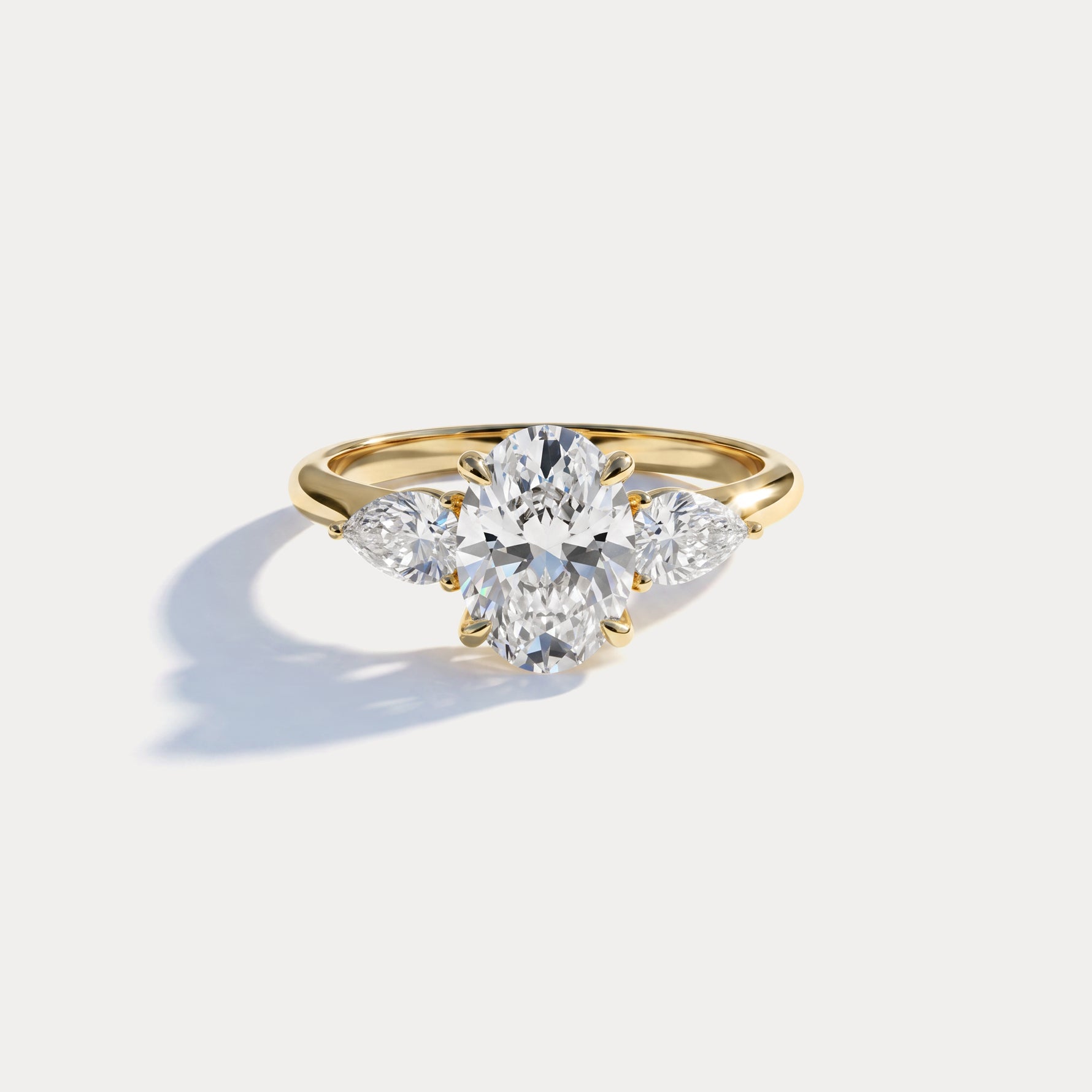 Esme丨Oval Lab Diamond Three-Stone Engagement Ring with Pear Side Stones - Rings