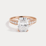 Muriel丨Elongated Cushion Lab Diamond Twisted Split Shank Milgrain Pavé Engagement Ring - Rings