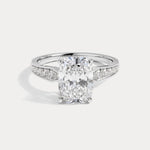 Muriel丨Elongated Cushion Lab Diamond Twisted Split Shank Milgrain Pavé Engagement Ring - Rings