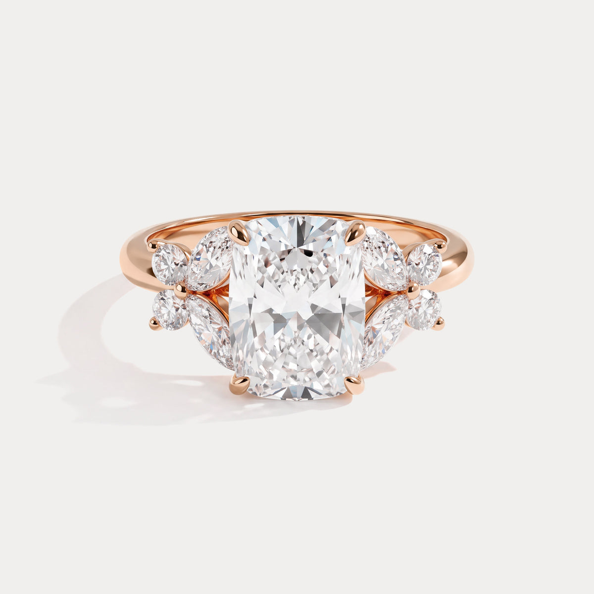 Lettice丨Elongated Cushion Lab Diamond Butterfly Cluster Engagement Ring - Rings