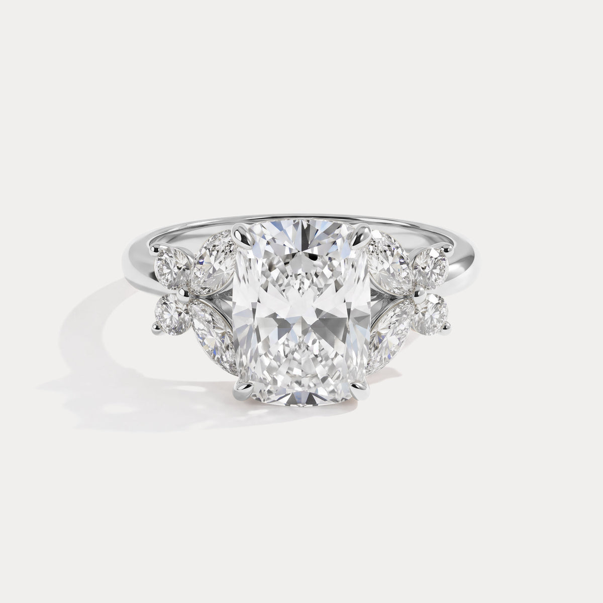 Lettice丨Elongated Cushion Lab Diamond Butterfly Cluster Engagement Ring - Rings