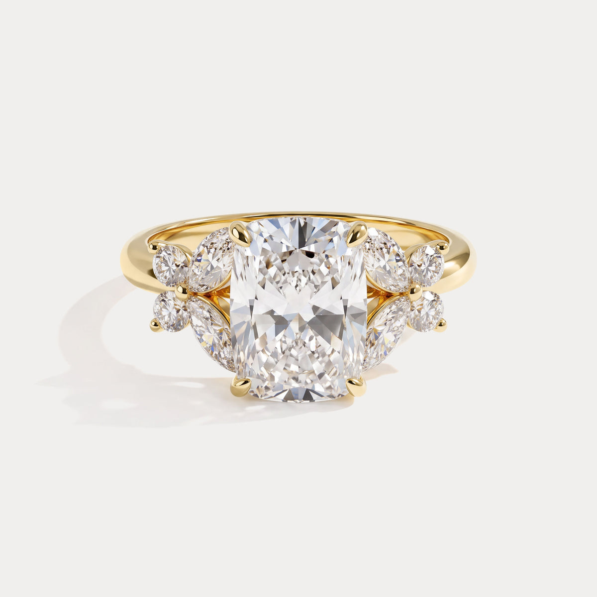 Lettice丨Elongated Cushion Lab Diamond Butterfly Cluster Engagement Ring - Rings