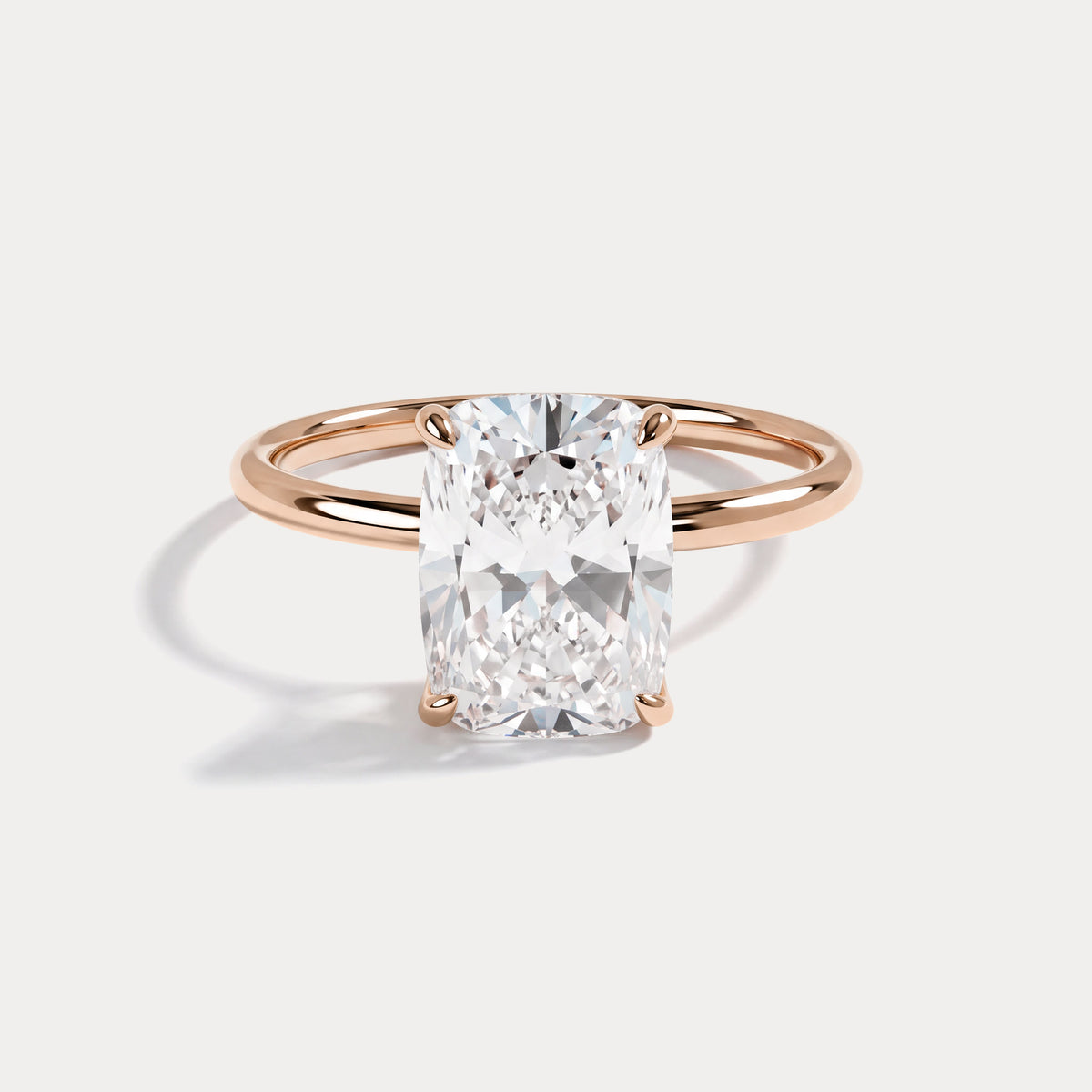Sybil丨Elongated Cushion Lab Diamond Hidden Accent Solitaire Engagement Ring - Rings