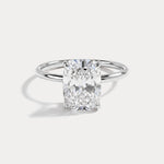 Sybil丨Elongated Cushion Lab Diamond Hidden Accent Solitaire Engagement Ring - Rings