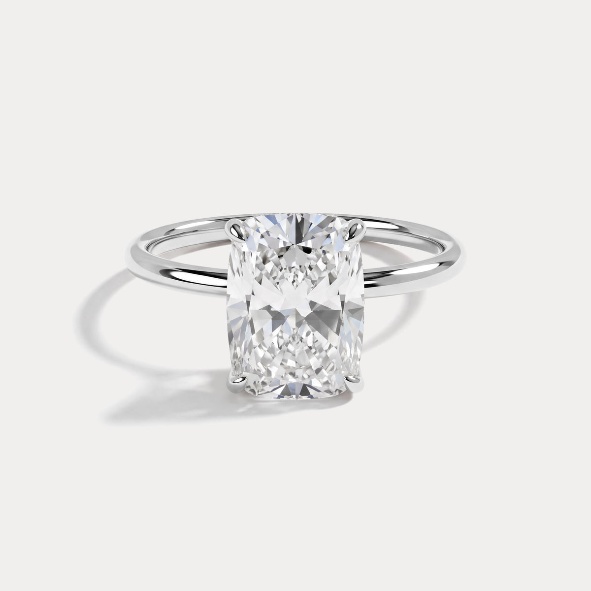Sybil丨Elongated Cushion Lab Diamond Hidden Accent Solitaire Engagement Ring - Rings