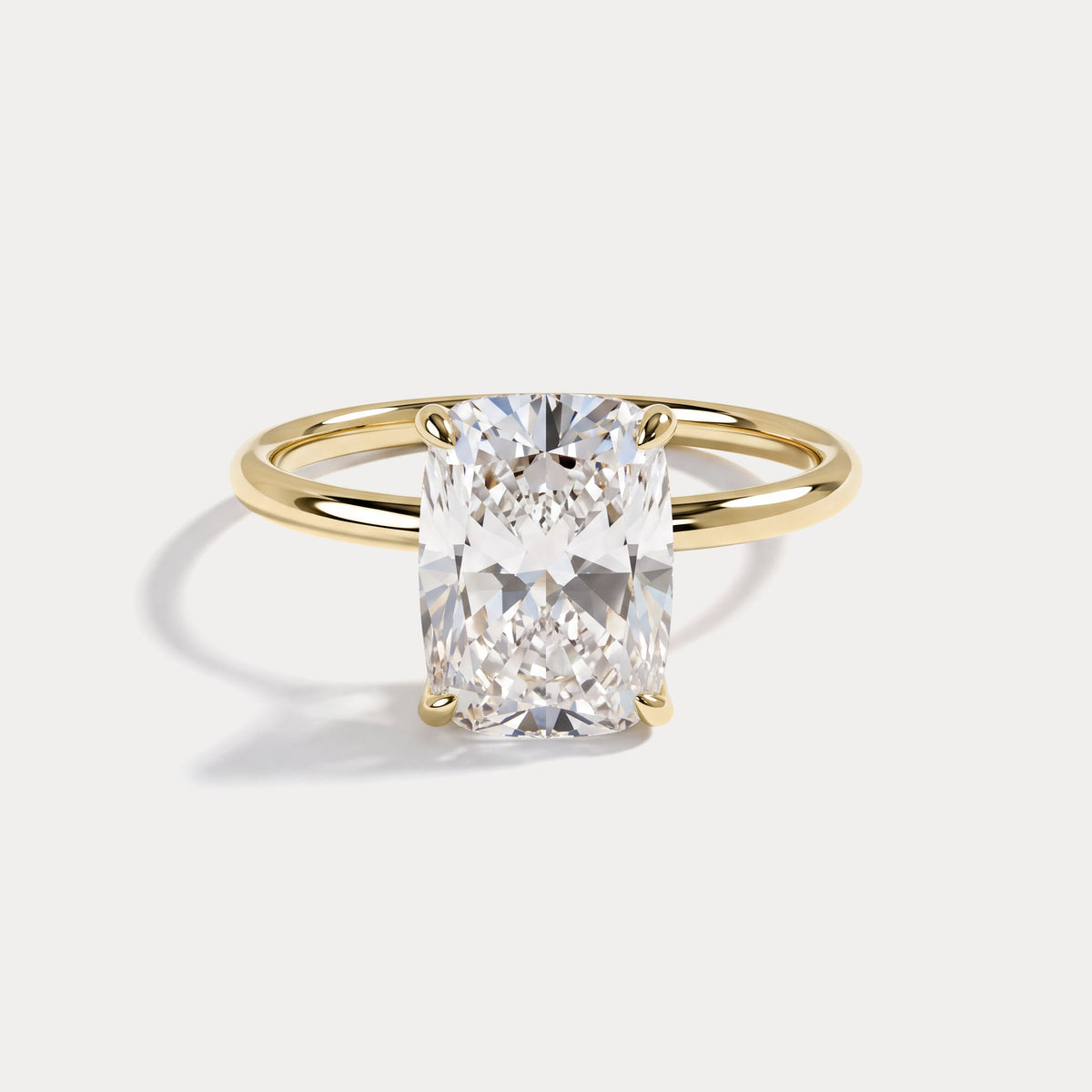 Sybil丨Elongated Cushion Lab Diamond Hidden Accent Solitaire Engagement Ring - Rings