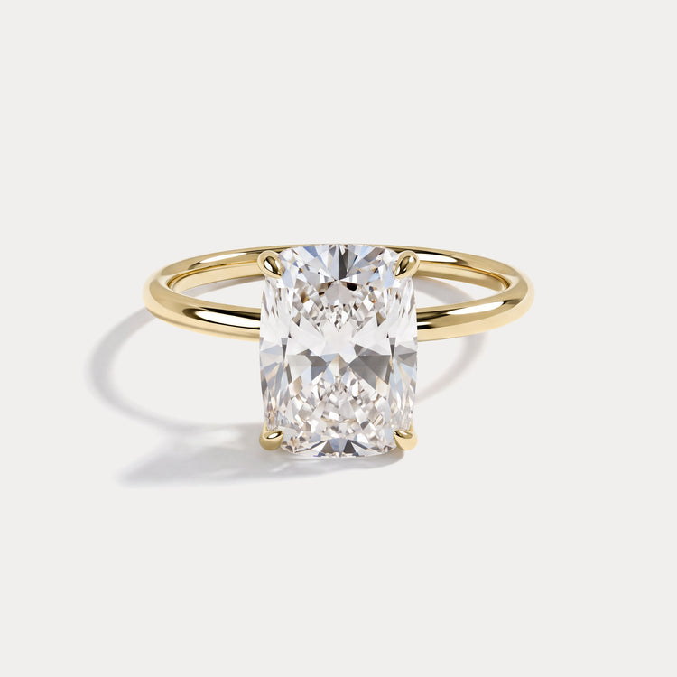Sybil丨Elongated Cushion Lab Diamond Hidden Accent Solitaire Engagement Ring - Rings
