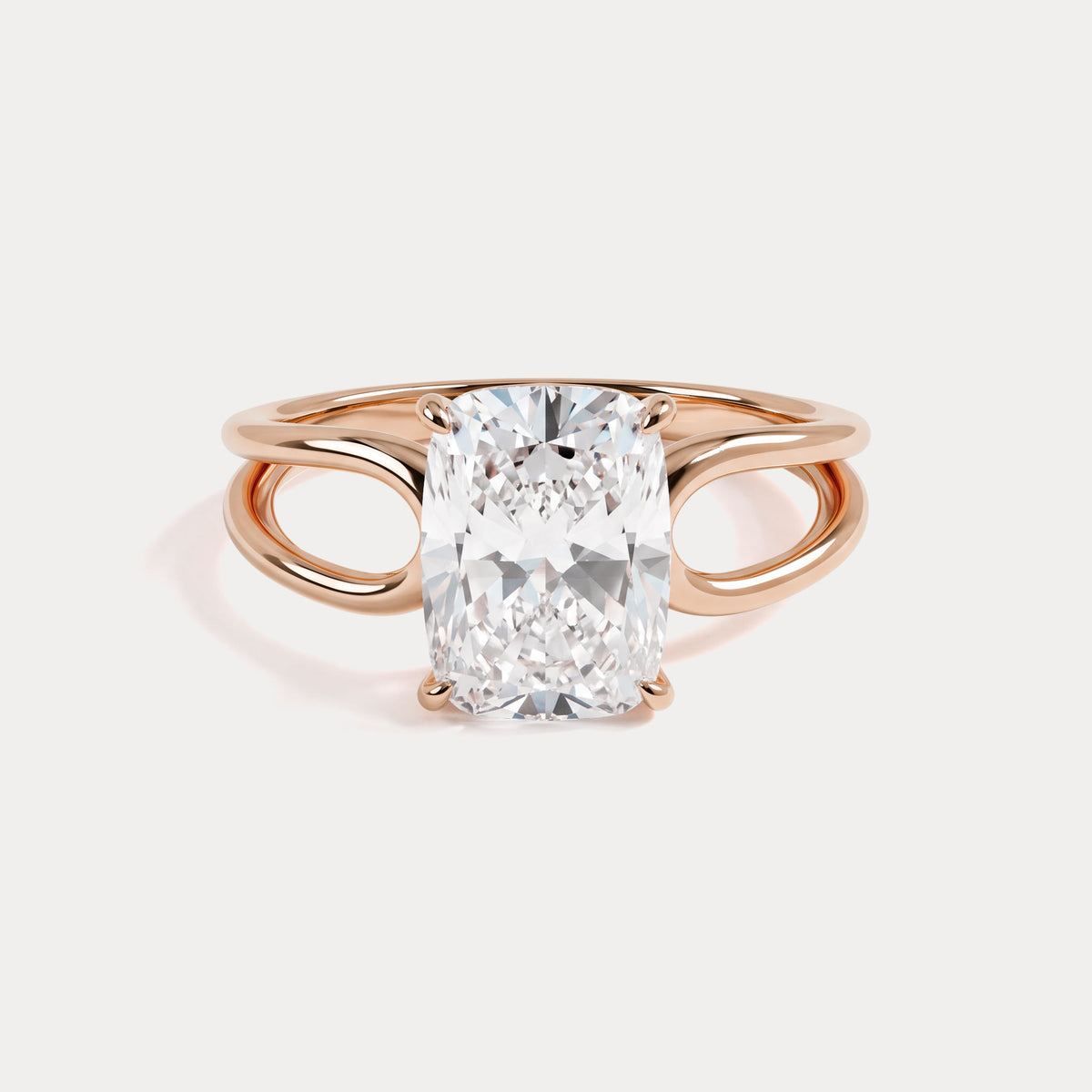Agatha丨Elongated Cushion Lab Diamond Open Gallery Solitaire Engagement Ring - Rings