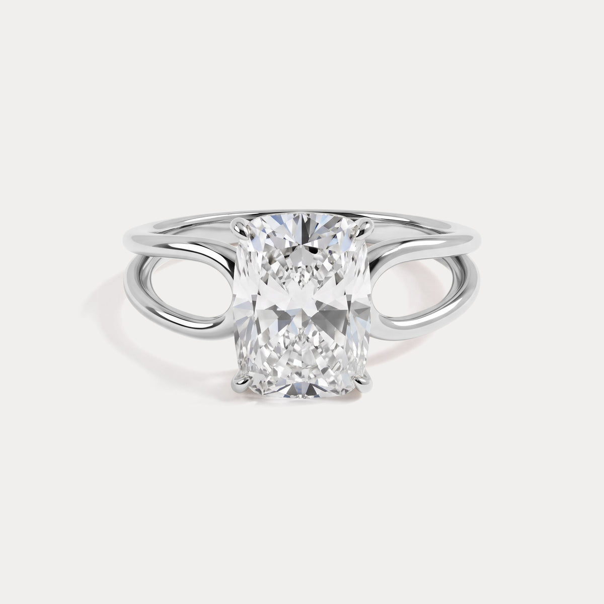 Agatha丨Elongated Cushion Lab Diamond Open Gallery Solitaire Engagement Ring - Rings