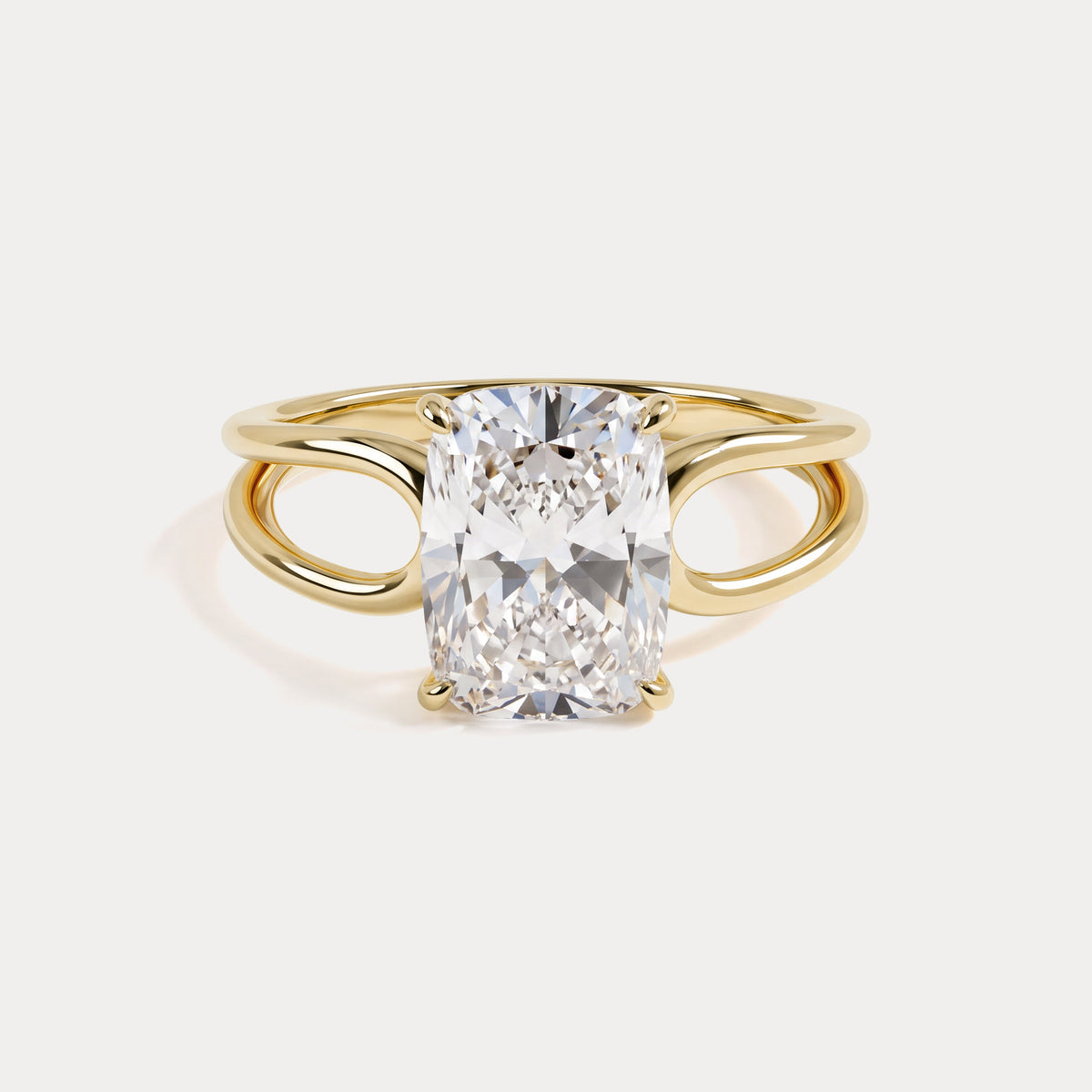 Agatha丨Elongated Cushion Lab Diamond Open Gallery Solitaire Engagement Ring - Rings