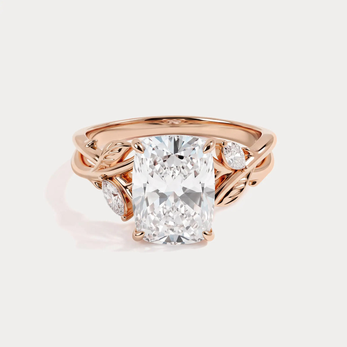 Georgia丨Elongated Cushion Cut Lab Diamond Intertwined Vine Engagement Ring - Rings