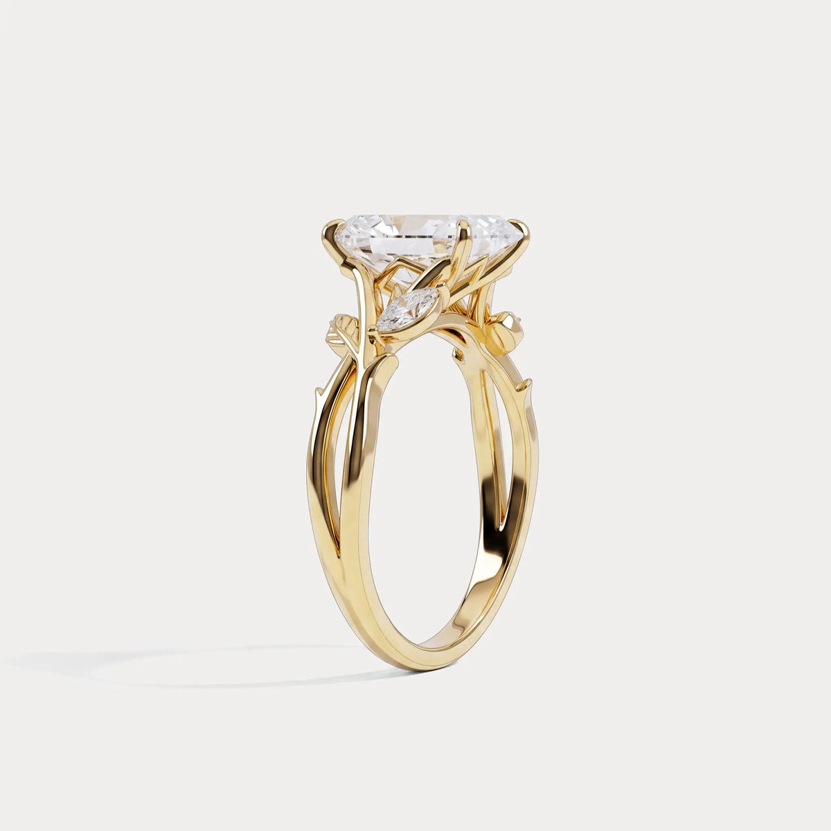 Georgia丨Elongated Cushion Cut Lab Diamond Intertwined Vine Engagement Ring - Rings