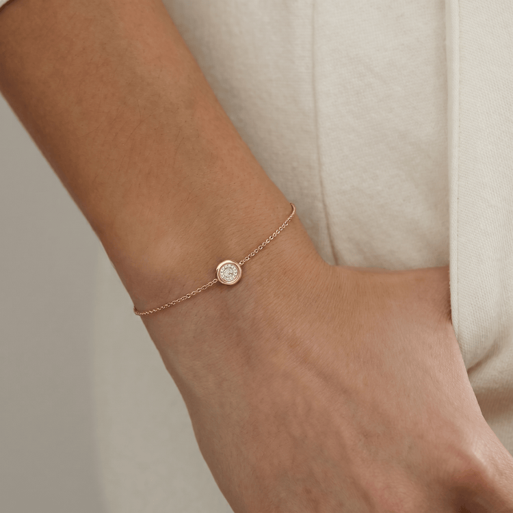 Round Brilliant Lab-Grown Diamond Prong and Pave Bracelet in 14K Gold / Platinum - Bracelets