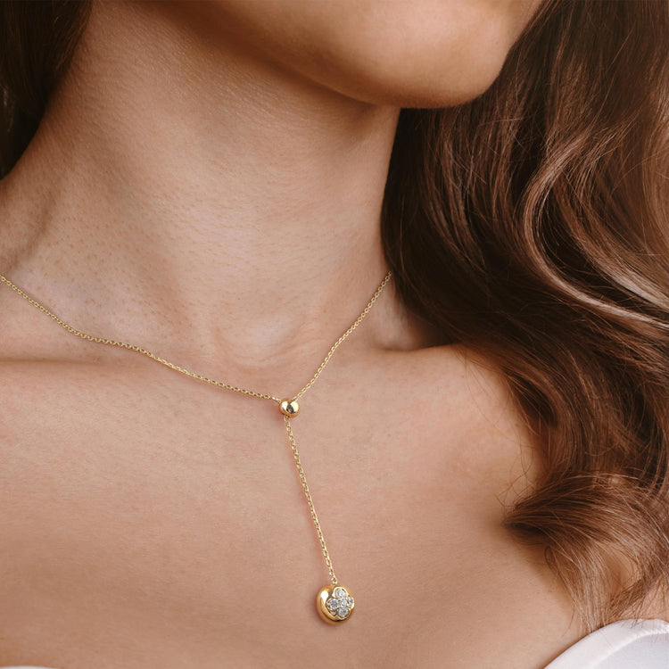 Lab Grown Diamond Blossom Drop Pendant - Necklaces