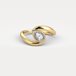 Bezel Pear Diamond Bypass Ring in Sterling Silver - Rings
