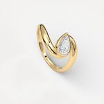 Bezel Pear Diamond Bypass Ring in Sterling Silver - Rings