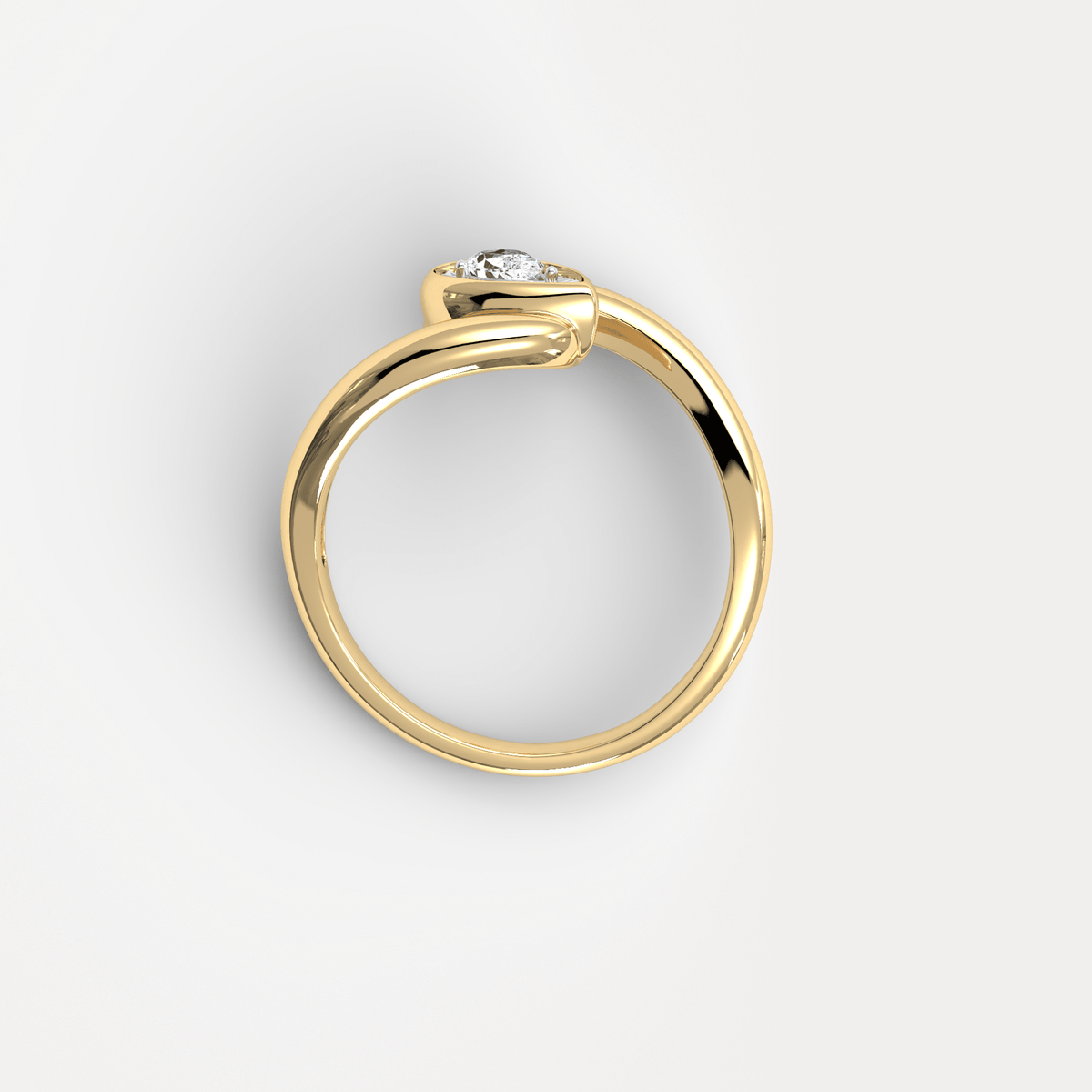 Bezel Pear Diamond Bypass Ring in Sterling Silver - Rings