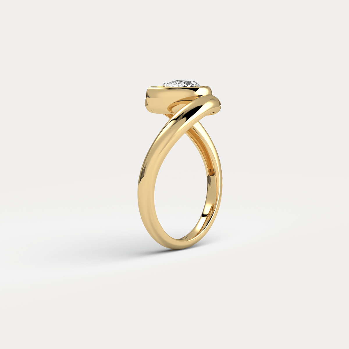 Bezel Pear Diamond Bypass Ring in Sterling Silver - Rings