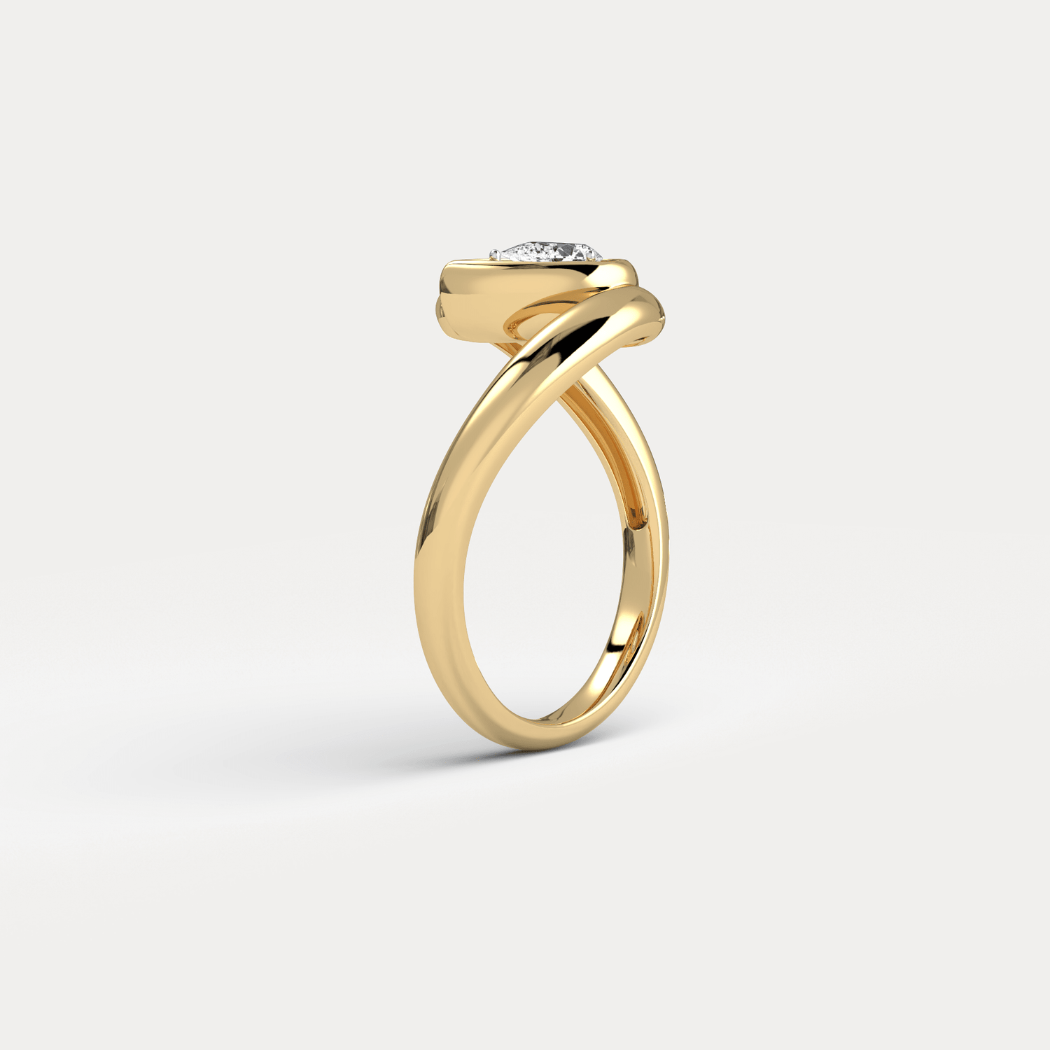 Bezel Pear Diamond Bypass Ring in Sterling Silver - Rings