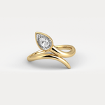 Wave Bezel Pear Diamond Ring in Sterling Silver - Rings