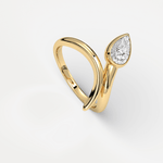 Wave Bezel Pear Diamond Ring in Sterling Silver - Rings