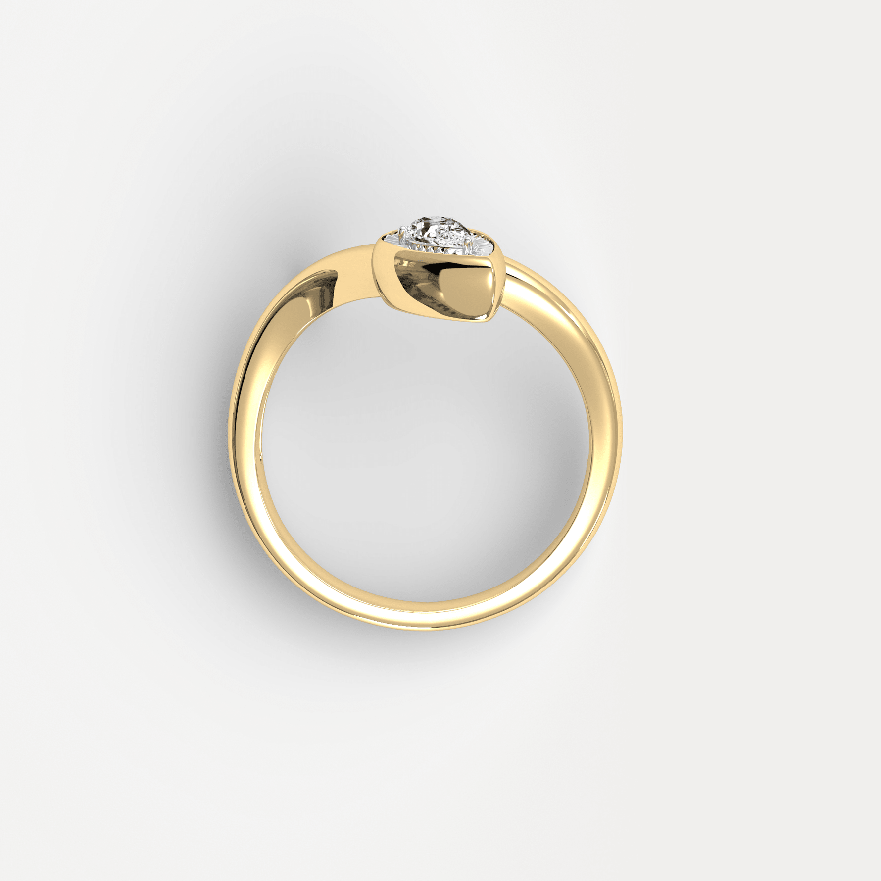 Wave Bezel Pear Diamond Ring in Sterling Silver - Rings
