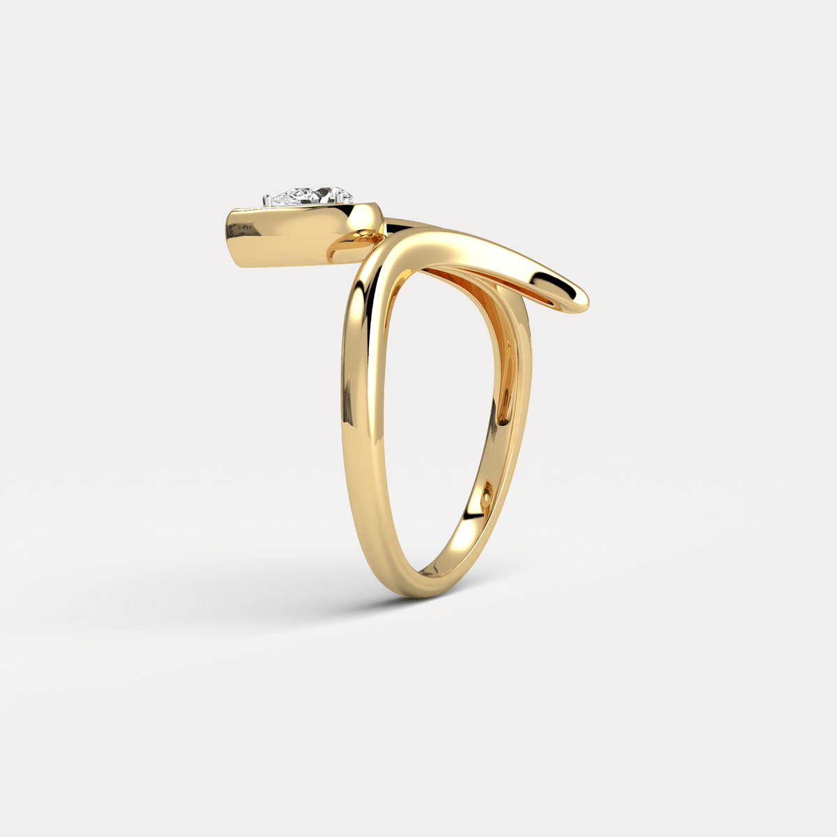 Wave Bezel Pear Diamond Ring in Sterling Silver - Rings