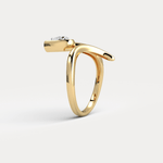 Wave Bezel Pear Diamond Ring in Sterling Silver - Rings