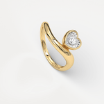 Heart Shaped Diamond Bezel Wave Ring in Sterling Silver - Rings