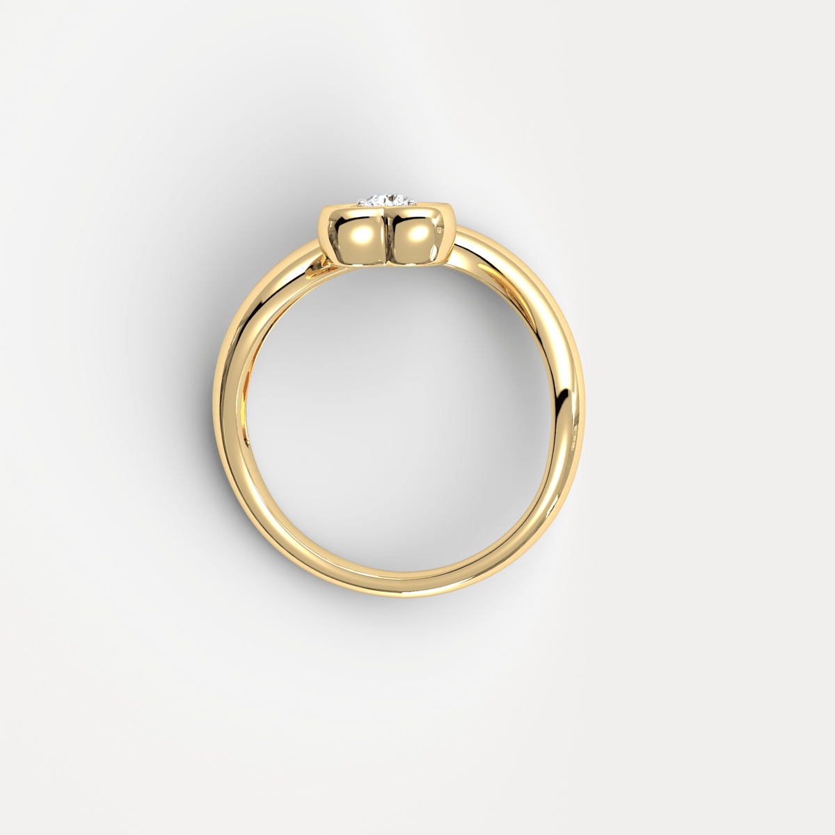 Heart Shaped Diamond Bezel Wave Ring in Sterling Silver - Rings