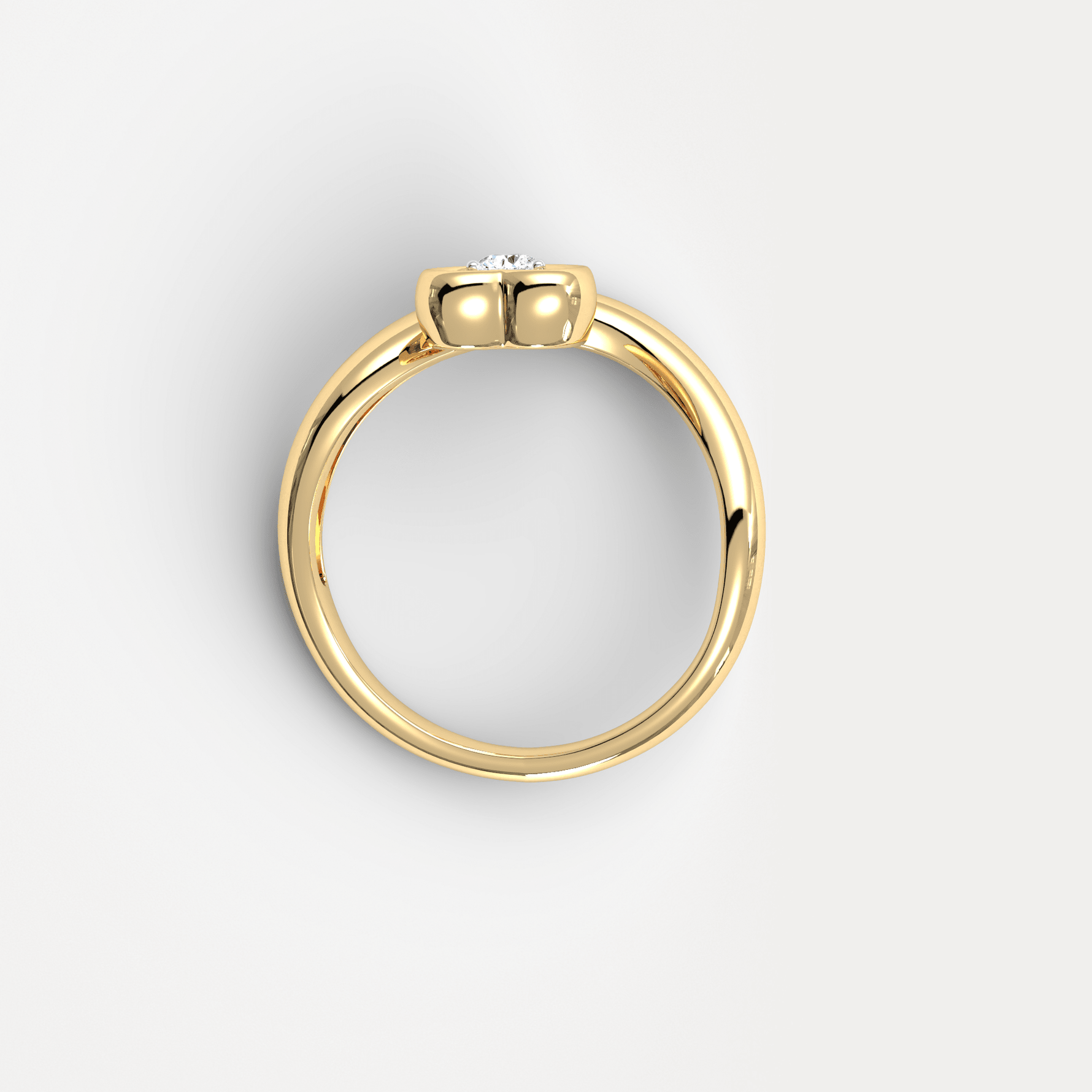Heart Shaped Diamond Bezel Wave Ring in Sterling Silver - Rings