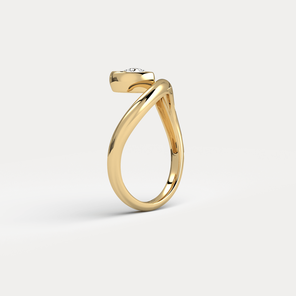 Heart Shaped Diamond Bezel Wave Ring in Sterling Silver - Rings