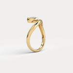 Heart Shaped Diamond Bezel Wave Ring in Sterling Silver - Rings