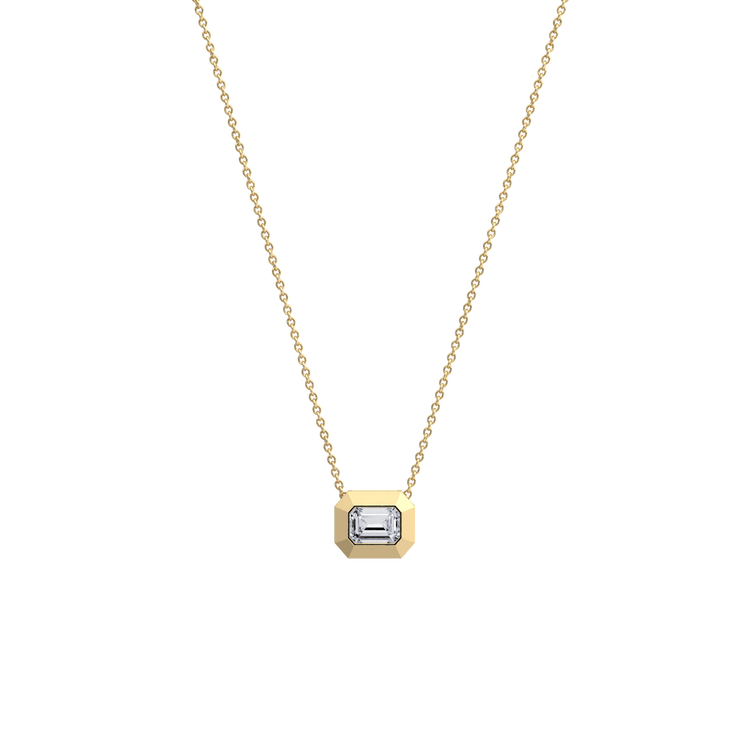 0.5CT Emerald Cut Lab Diamond Octagon Pendant Necklace - Necklaces