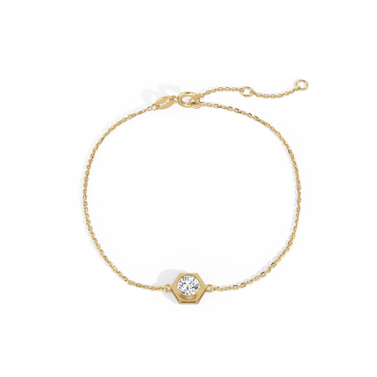 0.3CT Hexagon Lab Grown Diamond Chain Bracelet in 14K Solid Gold/Platinum - Bracelets