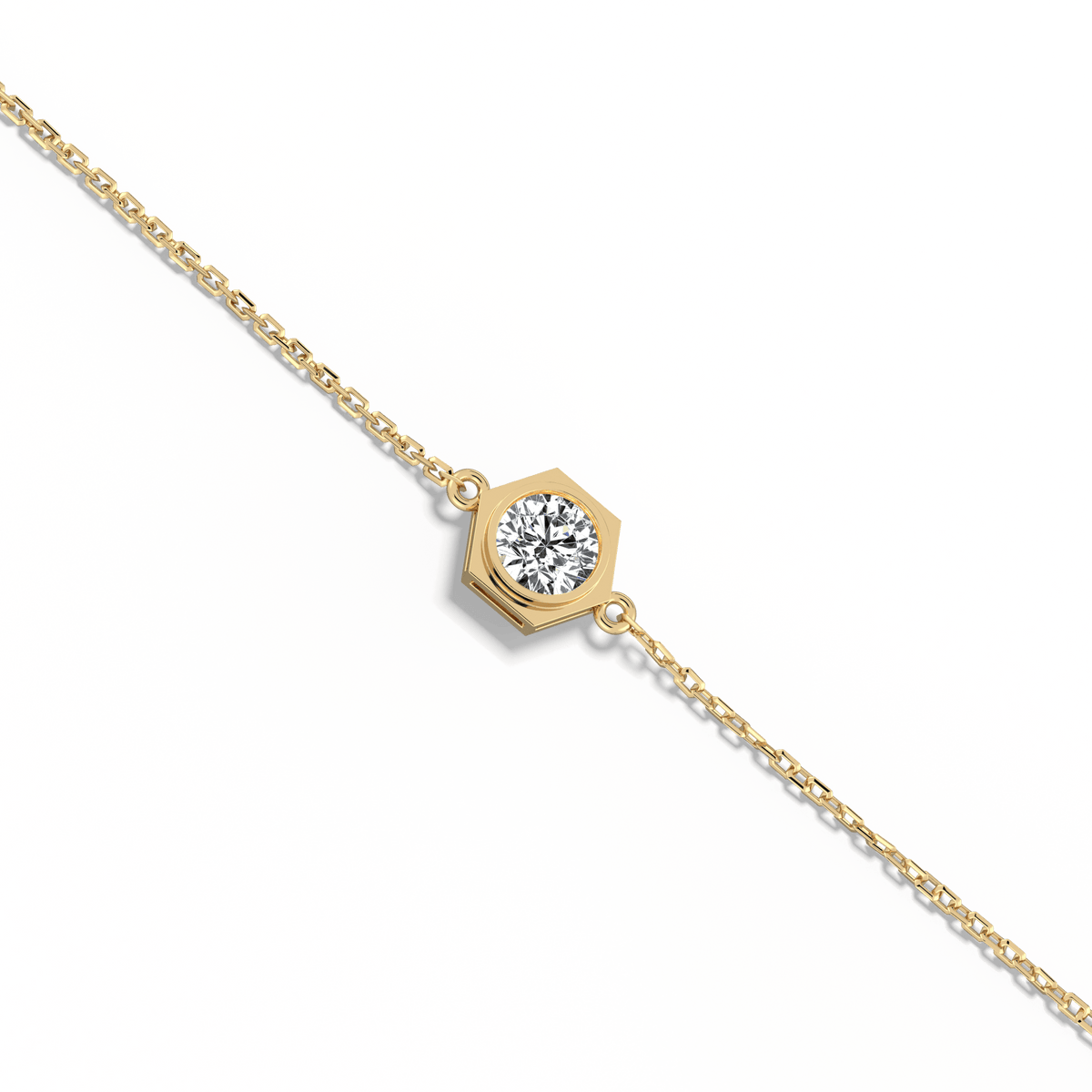 0.3CT Hexagon Lab Grown Diamond Chain Bracelet in 14K Solid Gold/Platinum - Bracelets