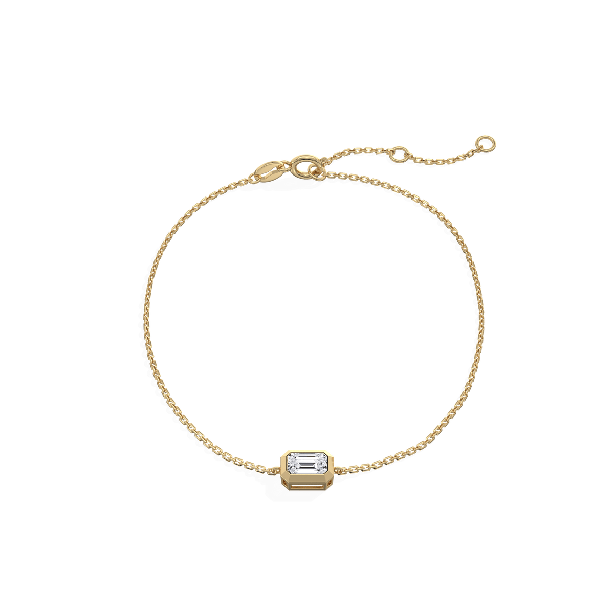 0.15CT Emerald Cut Lab Grown Diamond Chain Bracelet - Bracelets
