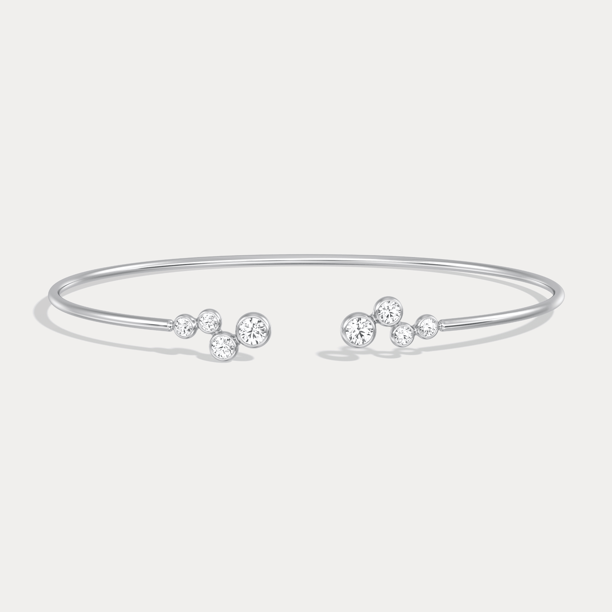 Bubble Lab - Grown Diamond Open Cuff Bangle in 14K Gold/Platinum - Bracelets