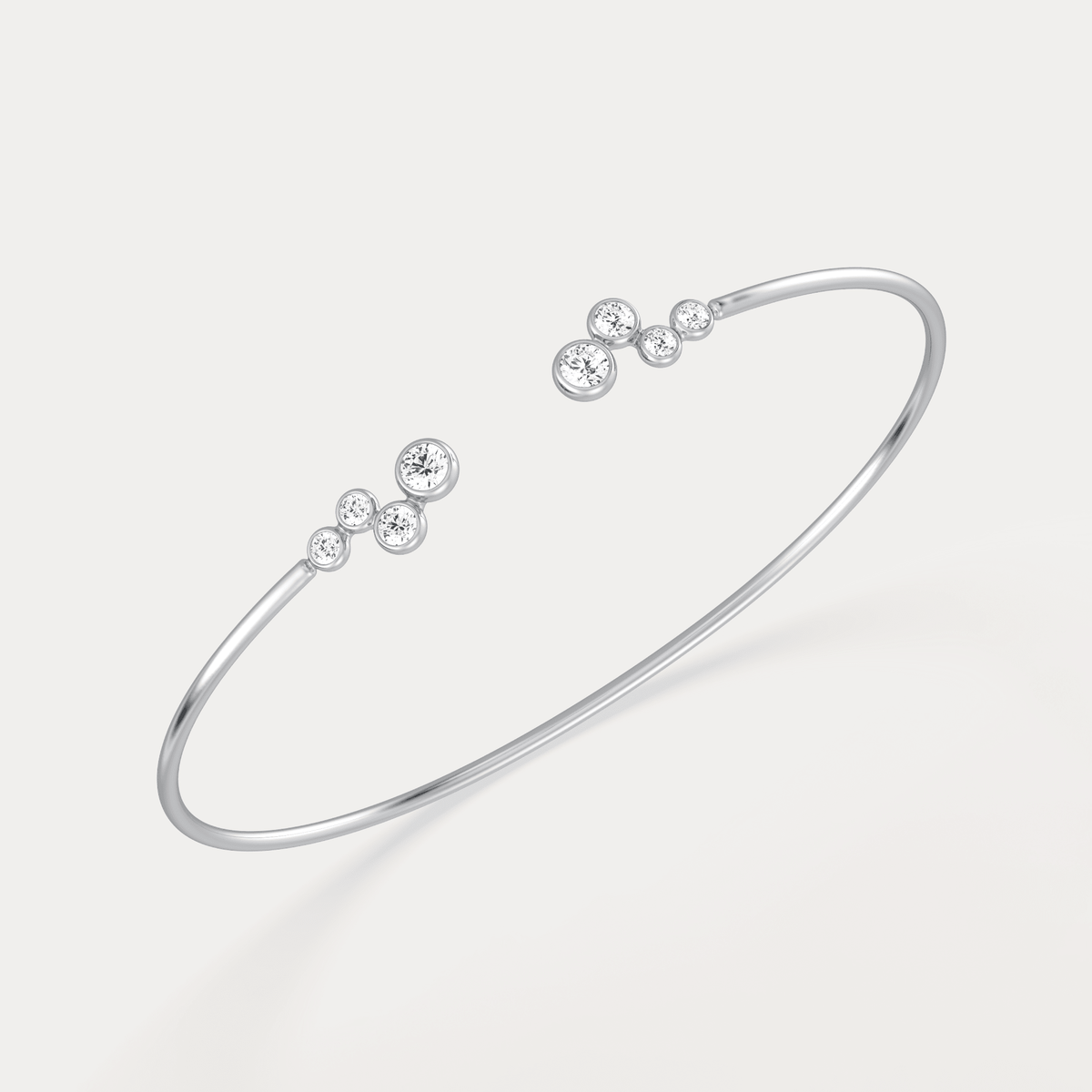 Bubble Lab - Grown Diamond Open Cuff Bangle in 14K Gold/Platinum - Bracelets