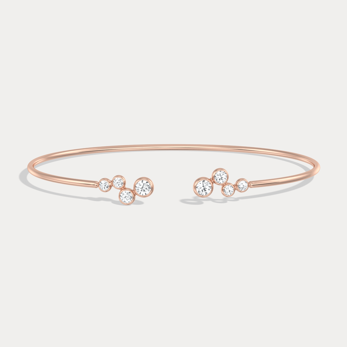 Bubble Lab - Grown Diamond Open Cuff Bangle in 14K Gold/Platinum - Bracelets