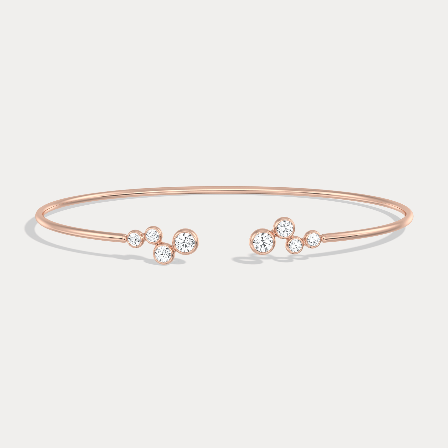Bubble Lab - Grown Diamond Open Cuff Bangle in 14K Gold/Platinum - Bracelets
