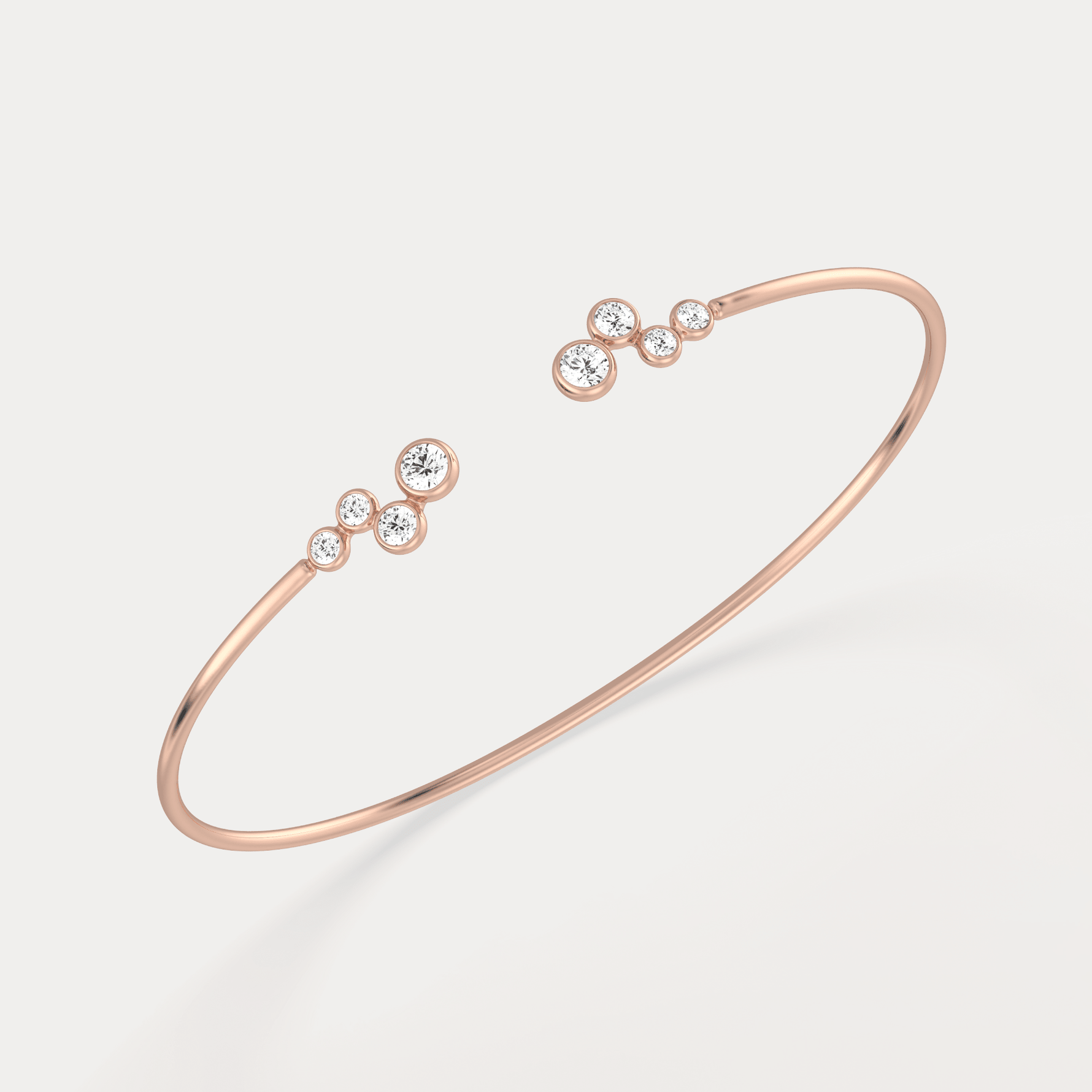 Bubble Lab - Grown Diamond Open Cuff Bangle in 14K Gold/Platinum - Bracelets