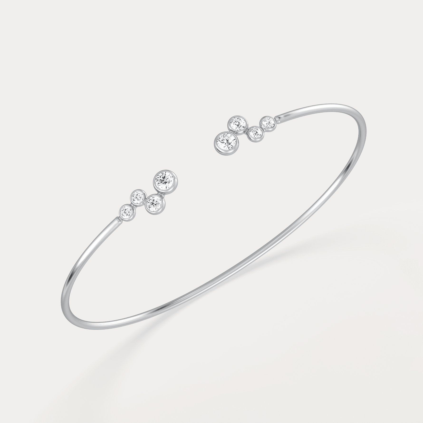 Bubble Lab - Grown Diamond Open Cuff Bangle in 14K Gold/Platinum - Bracelets