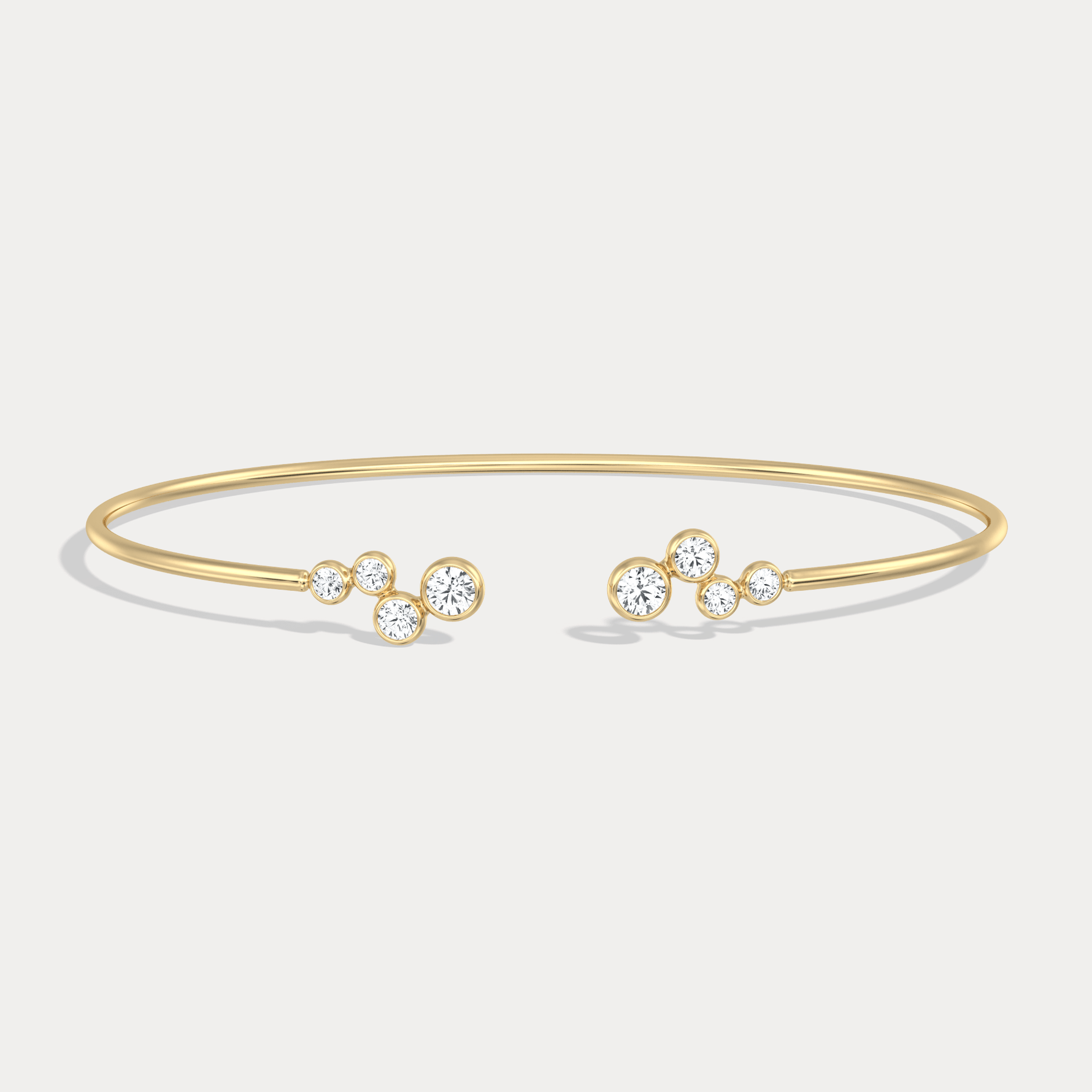 Bubble Lab - Grown Diamond Open Cuff Bangle in 14K Gold/Platinum - Bracelets