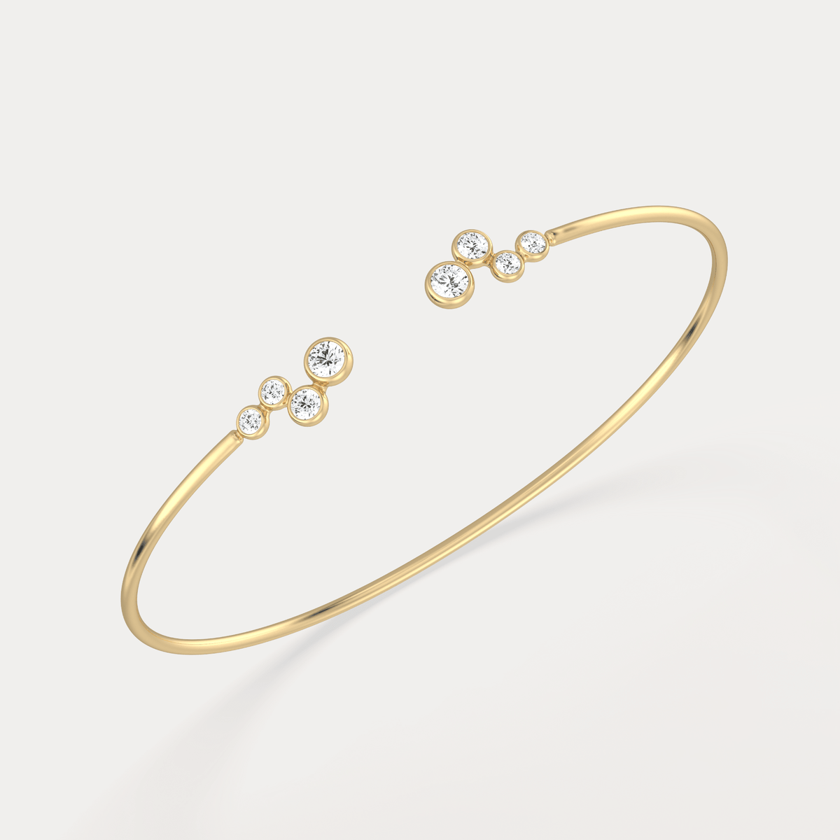 Bubble Lab - Grown Diamond Open Cuff Bangle in 14K Gold/Platinum - Bracelets