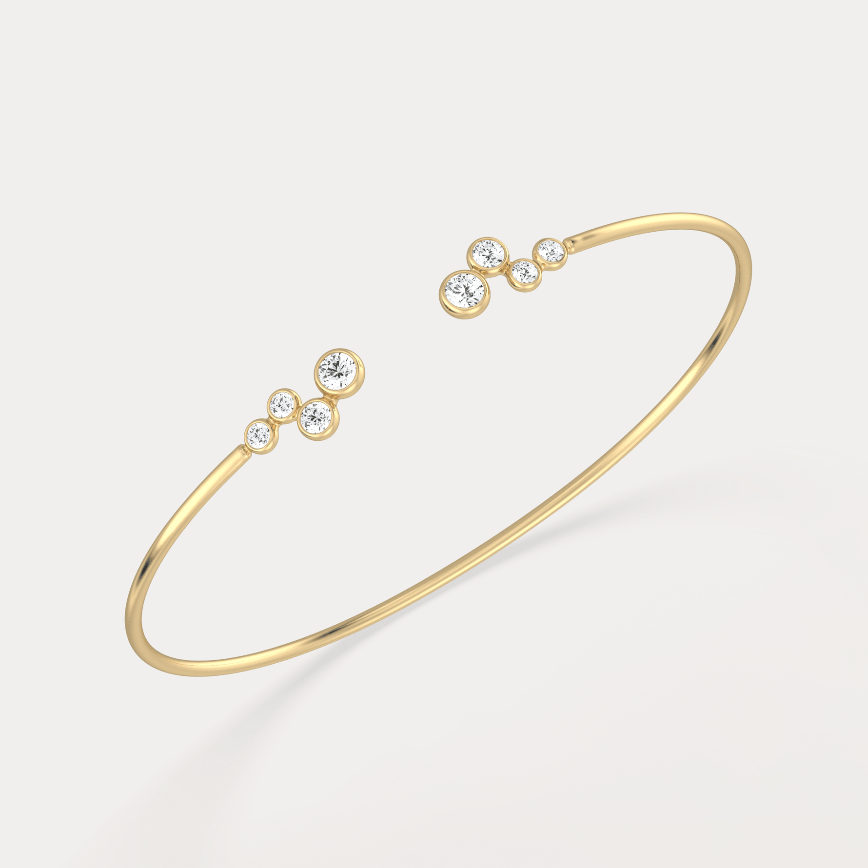 Bubble Lab - Grown Diamond Open Cuff Bangle in 14K Gold/Platinum - Bracelets