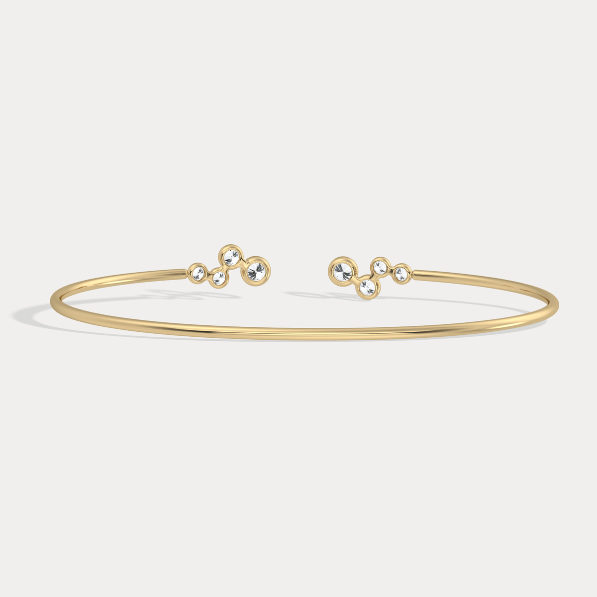 Bubble Lab - Grown Diamond Open Cuff Bangle in 14K Gold/Platinum - Bracelets