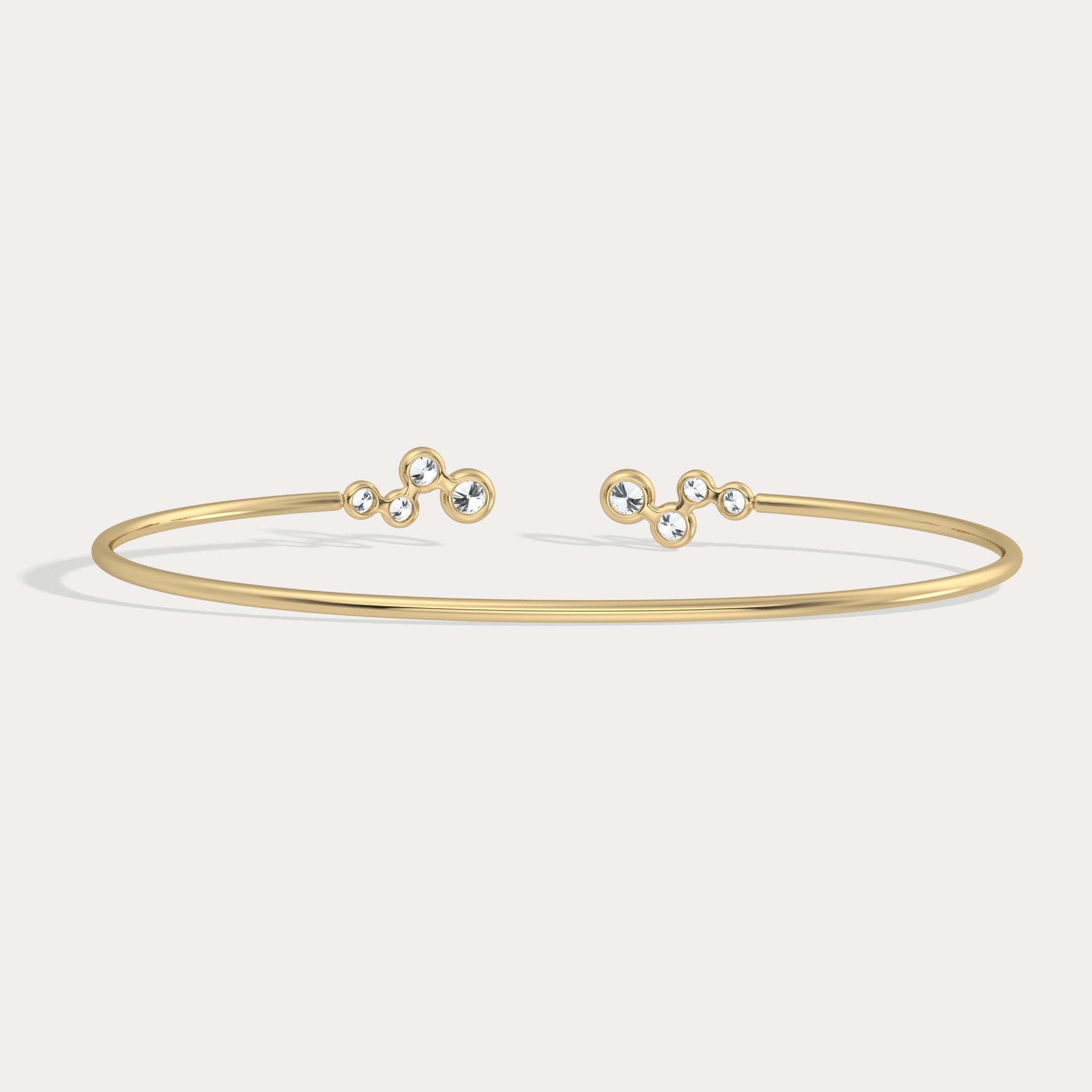 Bubble Lab - Grown Diamond Open Cuff Bangle in 14K Gold/Platinum - Bracelets